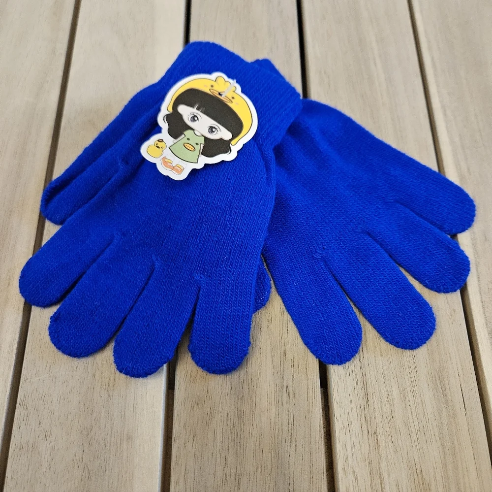 Children's blue knit gloves.One-size-fits-all. NWT